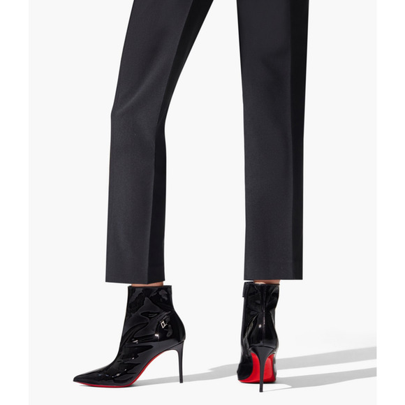 Christian Louboutin Sporty Kate Booty 85 Black Patent CL Ankle Heel Bootie 36.5 - Picture 5 of 15
